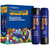 Набор Matrix Total Results Brass Off Весна 2024 для нейтрализации медных оттенков на темном блонде, 300 мл + 300 мл